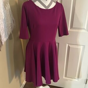 Pink Eliza J Fit and Flare Dress w/ 3/4 Length Sleeves - Size 12